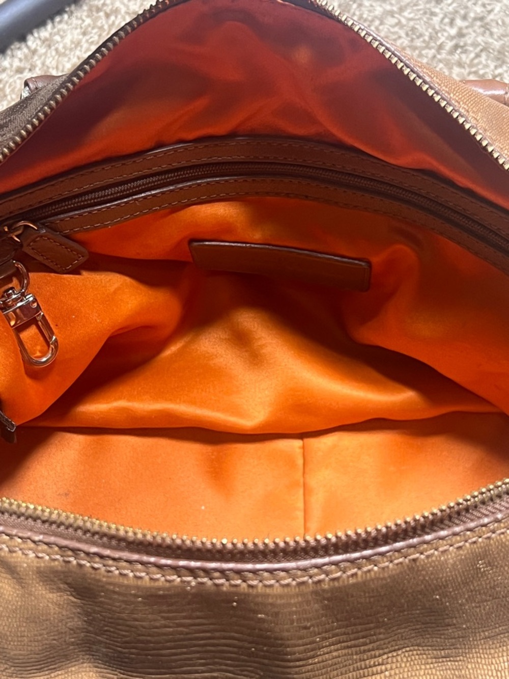 Cole Haan Snakeskin Brown Purse with Orange Interior - Picture 9 of 10